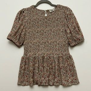 Red floral tshirt top